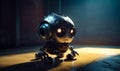 Adorable lonely steam punk robot with light in the eyes. Science fiction animation concept. Generative AI