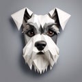 Adorable Low Poly Schnauzer Face On Grey Background