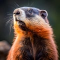 Adorable Marmotte Portrait in Dreamy Bokeh - generative ai Royalty Free Stock Photo