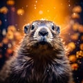 Adorable Marmotte Portrait in Dreamy Bokeh - generative ai Royalty Free Stock Photo