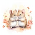Adorable Mice Kissing Clipart on White Background AI Generated