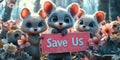 Adorable Mice Plea Save Us Digital Art Featuring Cute Rodents Royalty Free Stock Photo