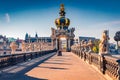 Adorable morning view of popular historical landmark -Kronentor in Zwinger palace Royalty Free Stock Photo