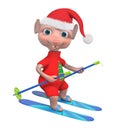 Adorable mouse boy skier 3d rendering