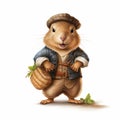 Adorable Mouse In Jacket Realistic Portrait With Rural Life Depictions
