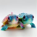 Adorable multicolored little turtles. AI generative