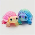 Adorable multicolored little turtles. AI generative