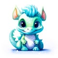 Adorable mythical creature a baby dragon in a fantastic world.