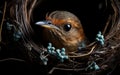 Adorable Nestling Bird Close-up. Generative AI
