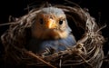 Adorable Nestling Bird Close-up. Generative AI