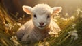 Adorable Newborn Lamb In Grass: A Beeple-inspired Unreal Engine 5 Masterpiece Royalty Free Stock Photo