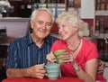 Adorable Older Couple in Bistro Royalty Free Stock Photo