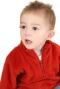 Adorable One Year Old Boy In Red Sweater Royalty Free Stock Photo