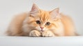 Adorable Orange Kitten Lying Down with a Curious Gaze Royalty Free Stock Photo