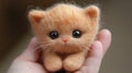 Adorable Orange Needle Felted Kitten in a Hand Royalty Free Stock Photo