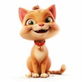 Adorable Orange Tabby Cat Cartoon on White Background. Generative ai Royalty Free Stock Photo