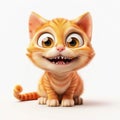 Adorable Orange Tabby Cat Cartoon on White Background. Generative ai Royalty Free Stock Photo