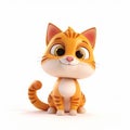 Adorable Orange Tabby Cat Cartoon on White Background. Generative ai Royalty Free Stock Photo