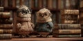 Adorable Owl Bookends Whimsical Library Decor Royalty Free Stock Photo