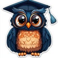 Adorable owl wearing graduation cap illustration Royalty Free Stock Photo