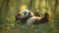 Adorable Panda Cub Playful in Bamboo Forest Royalty Free Stock Photo