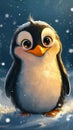 Adorable Penguin: A Charming Snow Portrait of a Trustworthy Chil