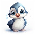 Adorable Penguin Clipart on White Background AI Generated