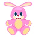 Adorable Pink Big Soft Bunny Isolated Illustration