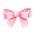 Adorable pink ribbon bow illustration, Watercolor clipart