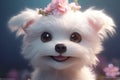 Adorable Pixar-style white fluffy dog. from generative ai