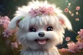 Adorable Pixar-style white fluffy dog. from generative ai