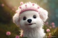 Adorable Pixar-style white fluffy dog. from generative ai