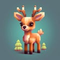 Adorable Pixel Deer: A Luminous 3d Illustration Inspired By Minecraft