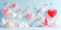 adorable plasticine style background on a cute valentines theme. Generative AI