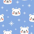 Adorable polar bear seamless pattern