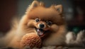 Adorable Pomeranian Dog Playing with a Toy Ball