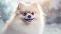 Adorable Pomeranian Dog on White Background AI Generated