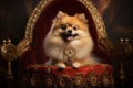 Adorable Pomeranian King . AI