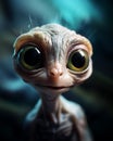 Adorable Portrait of a Cute Pink Alien with Big Green Eyes - Capturing the Whimsy and Fun of Science Fiction