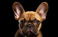 Adorable portrait of a French Bulldog against a black background