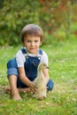 Adorable preschool children, boy brothers, playing with little d