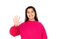 Preteen girl with pink jersey Royalty Free Stock Photo