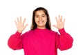 Preteen girl with pink jersey Royalty Free Stock Photo