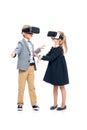 Pupils in VR headsets Royalty Free Stock Photo