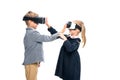 Pupils in VR headsets Royalty Free Stock Photo