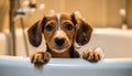 Adorable Puppy Bath Time: Cleaning Your Furry Friend, generative AI