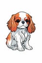 Adorable Puppy Cavalier King Charles Portrait Clipart