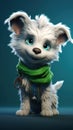 Adorable Puppy with Green Bandana and Big Blue Eyes in Unreal Engine 5 Style .