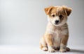 Adorable puppy sitting on a plain background with a curious expression Royalty Free Stock Photo