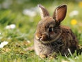 Adorable Rabbit in Grassy Field